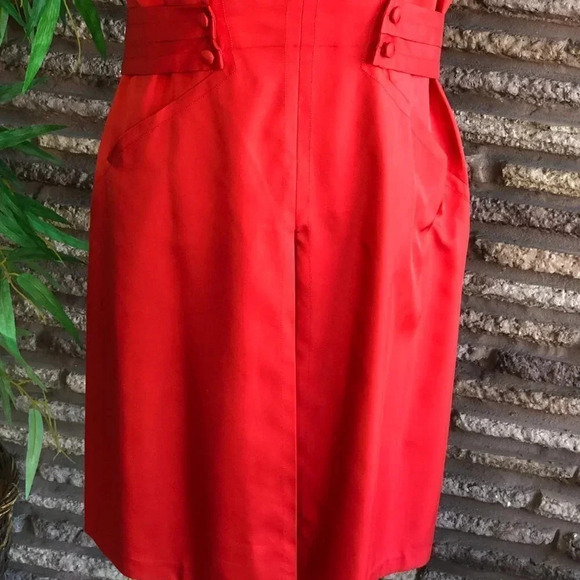 Badgley Mischka Designer Red 100% Silk Dress - Picture 2 of 9